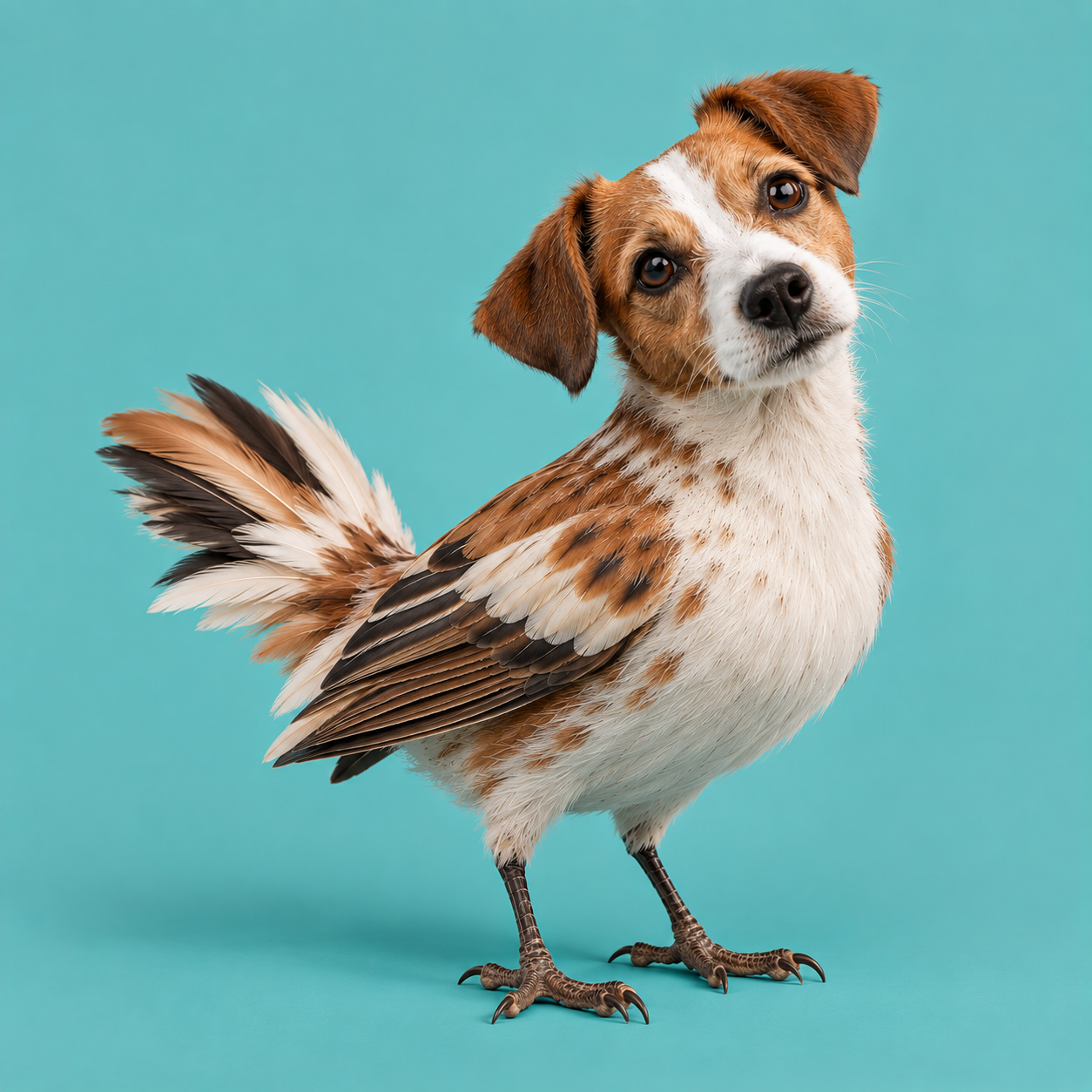 Composite dog image before AI refinement